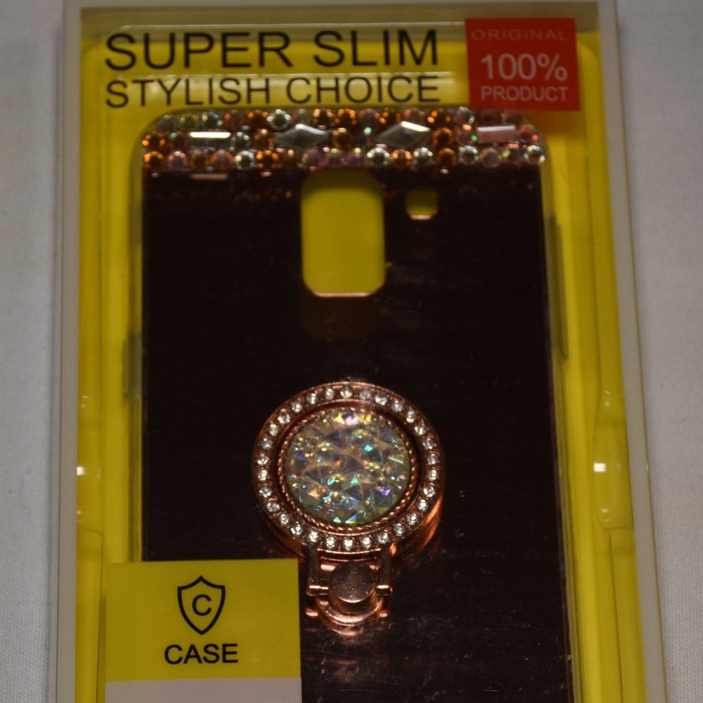 Mirror Bling Diamond Rhinestone Ring Kickstand Case Cover For Galaxy A6 Plus